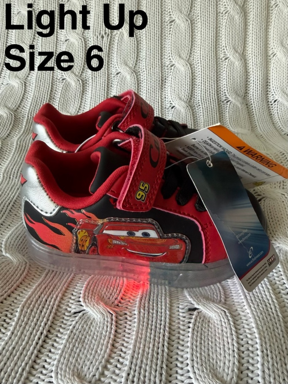 Disney Pixar Cars Lightning McQueen Sneakers Sz 6 Toddler Boys Shoes Kachow LMQ